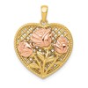 14K Two-tone Polished Flowers in Heart Pendant