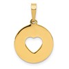 14K Polished Cut-out Heart Circle Disc Pendant