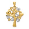 14K and White Rhodium Polished Hearts Tree Pendant