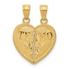 14k Two-piece Break-Apart Diamond-cut TE AMO Heart Pendants