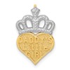 14k and White Rhodium DADDYS LITTLE GIRL Heart with Crown Chain Slide