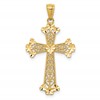 14k Diamond-cut Polished Filigree Hearts Cross Pendant