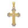14k with White Rhodium Diamond-cut Filigree Cross Pendant