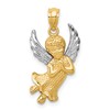 14k and White Rhodium Diamond-cut Praying Angel Pendant