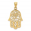 14k Polished Filigree Hamsa and Evil Eye Pendant