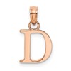 14K Rose Gold Polished Block Letter D Initial Pendant