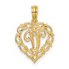 14KY Heart Script Letter V Initial Charm