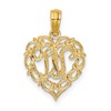 14KY Heart Script Letter W Initial Charm