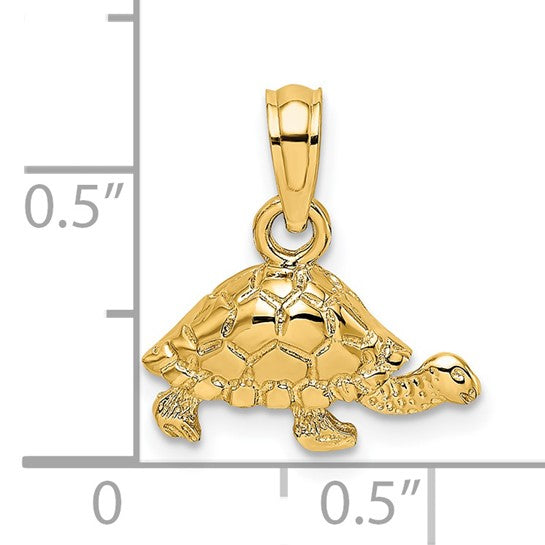 14K Gold Polished and Textured Mini Turtle Charm