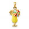 14K Yellow Enameled Tropical Drink with Multi-Colored Umbrella Charm