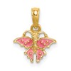 14K Enameled Mini Pink Butterfly Charm