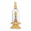 14K 3-D Enamel Cape Hatteras Lighthouse In Glass Dome Charm