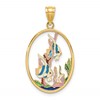 14K Multi-color Enamel Angelfish In Underwater Scene Oval Charm