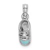 14K White Gold 3-D Light Blue Enamel Baby Shoe Charm