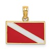 14K Dive Flag with Red and White Enamel Charm