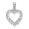 14K White Gold Heart with Lace Border Charm