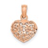 14K Rose Gold 3-D Diamond-cut Mini Puffed Heart Charm