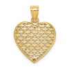 14K 3-D Diamond-cut Puffed Heart Charm