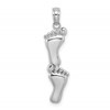 14K White Gold Polished Double Vertical Feet Charm