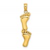 14K Polished Double Vertical Feet Charm