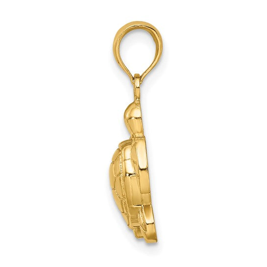 14K Gold Textured Sea Turtle Charm