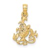 14K Gold Textured Mini Sea Turtle and Kelp Charm