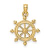 14K 2-D Textured Ship Wheel Charm