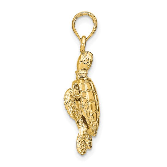 14K Gold 3-D Sea Turtle with Moveable Head and Legs Charm