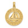 14K TURKS AND CAICOS Circle with Sailboat Charm