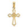 14K Cut-Out and Flat Cross with Flower Charm