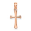 14K Rose Gold Polished Beveled Cross with Round Tips Charm