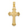 14K Textured Leaves On Edges Cross Charm