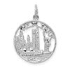 14k White Gold Solid Polished NEW YORK Skyline Charm