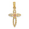 14k Two-Tone Cross with Cut-Out Flower Charm