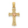 14k Two-Tone Heart In Cross Charm