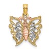 14k Two-Tone with White Rhodium Butterfly Cut-Out Charm