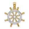 14K and White Rhodium Ships Wheel Pendant