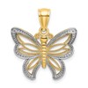 14k and White Rhodium Butterfly with Beaded Wings Charm