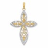14K with Rhodium Beaded Filigree Cross Charm