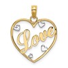 14k and White Rhodium LOVE with Hearts Pendant