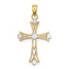 14K and White Rhodium Textured Cross Charm