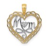 14k with White Rhodium Cut-Out MOM In Scalloped Heart Charm