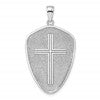 14k White Gold Cross Shield with Joshua 1:9 On Reverse Charm