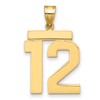 14k Large Polished Number 12 Charm