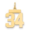 14k Small Polished Number 34 Charm