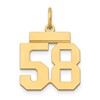14k Small Polished Number 58 Charm
