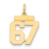 14k Small Polished Number 67 Charm