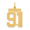 14k Medium Satin Number 91 Charm