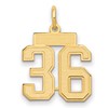 14k Small Satin Number 36 Charm