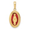 14k Solid Red Enameled Miraculous Medal Oval Pendant